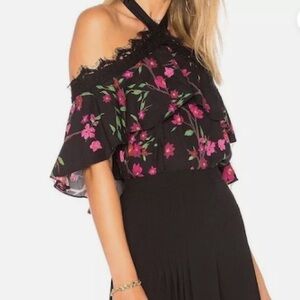 Alice + Olivia Alyssa Sakura Flower off-the-shoulder Halter Top
Size:XS